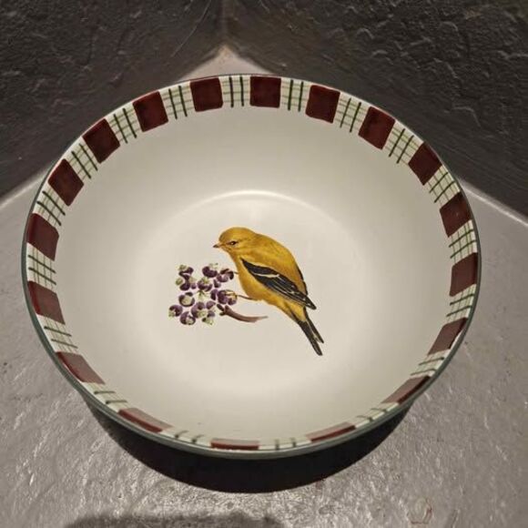 Lennox Ceramic Bowl Winter Greetings Goldfinch Every Day Bowl 7" - Picture 2 of 6